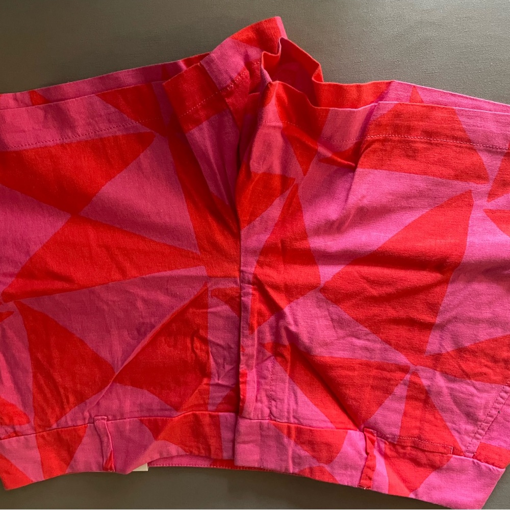 Vibrant Red and Pink Geometric Shorts